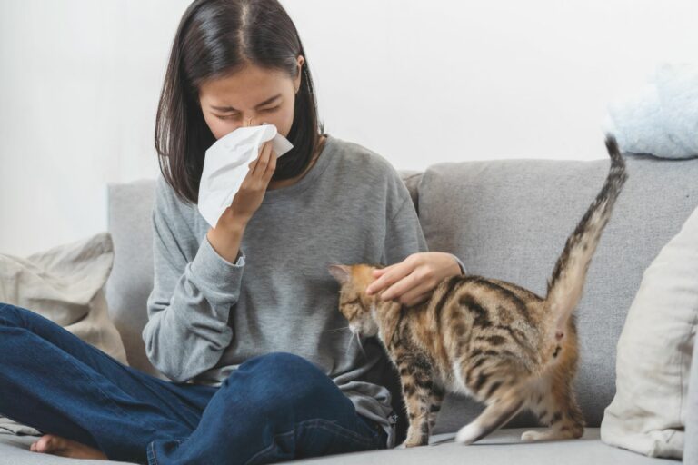 Žena je alergická na mačku